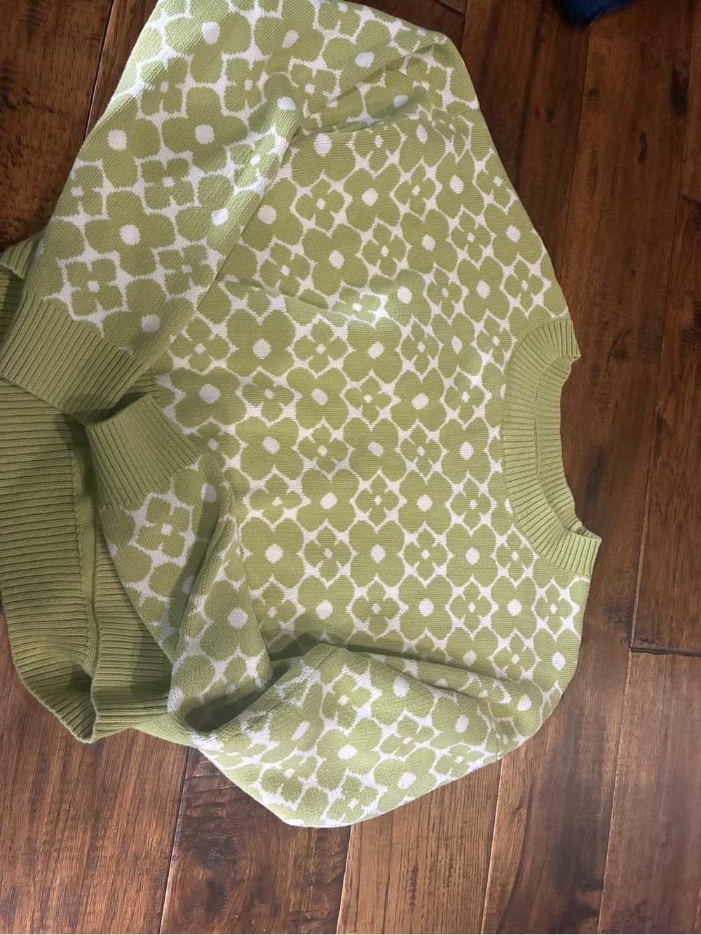 Hollister Green and White Geometric Crewneck Sweater